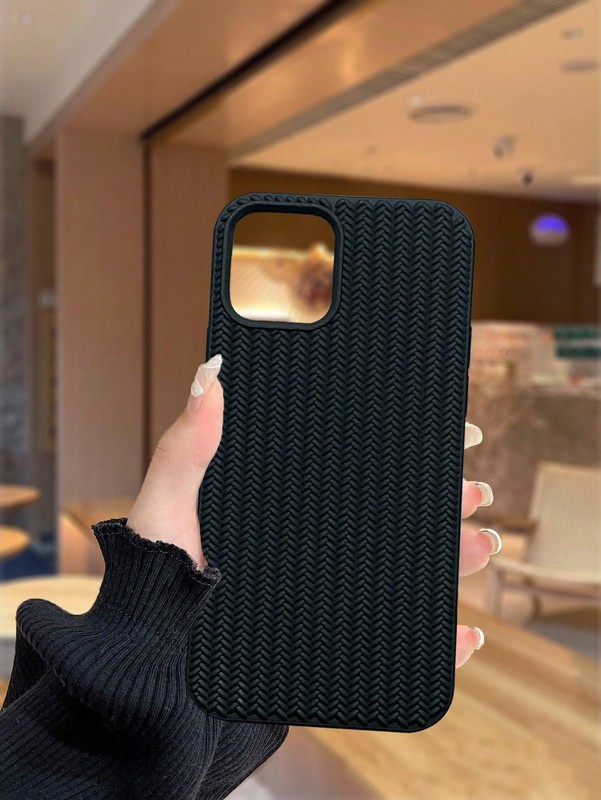 Soft TPU Knitted Pattern Phone Case – Solid Color Cover for iPhone 14–16 Series