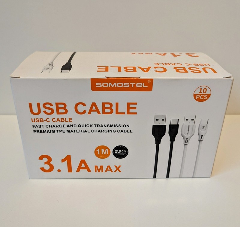 USB C Cable 3.1A / 3.2 feet / 1m / Set of 10 / Black / White / Charging cable gallery