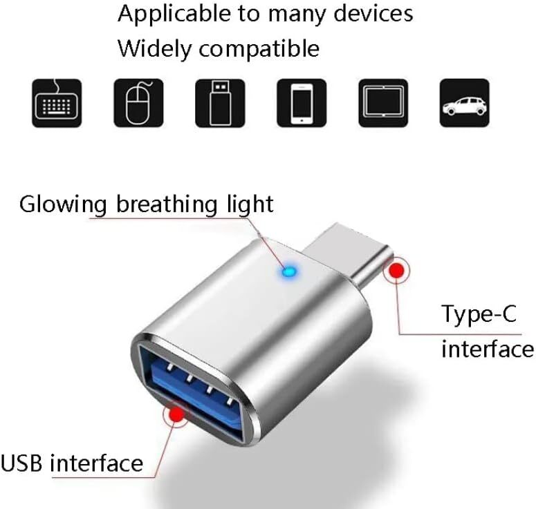 LED USB-C 3.1 Male to USBA Female Adapter Converter OTG Type C Android Phone LOT gallery