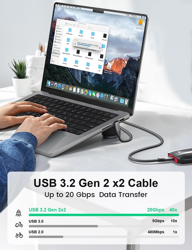 USB C to USB C Cable, Right Angle USB C 3.2 Gen 2 Cable 20Gbps USB Type C Dat... gallery