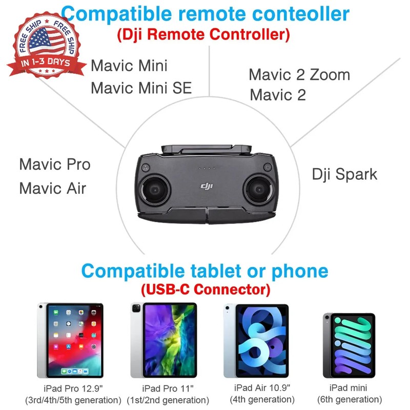 1FT Micro to USB C Remote Controller Cable for DJI Mavic Mini,Mini SE,Mavic 2 Pr gallery