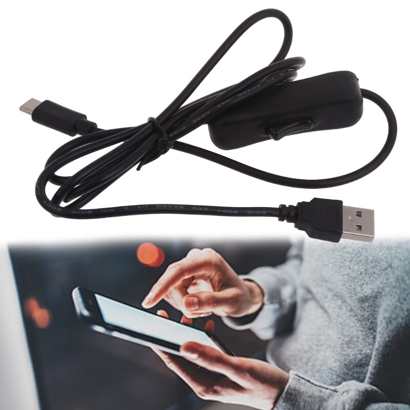 USB Type C With ON/OFF Switches Power Button 118cm Charging Extension Cable gallery