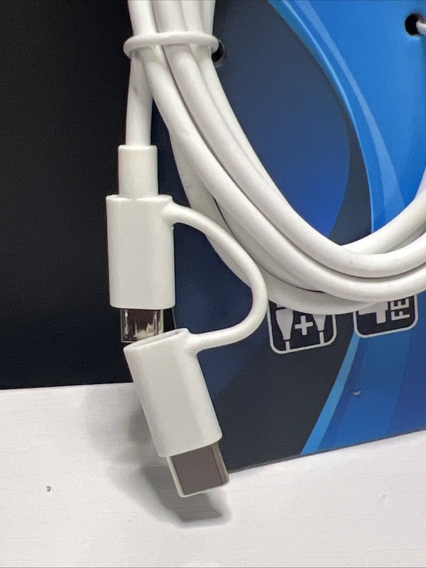 2 In 1 Multi-Tip Charging Cable. 4ft Micro & Type C Connectors White New 2 Pack gallery