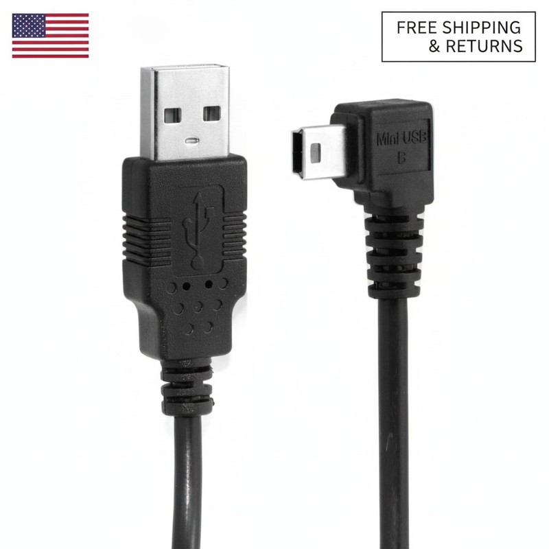 Compact 0.5M Mini USB 5 Pin Male Cable with 90 Degree Connector for Tight Spaces