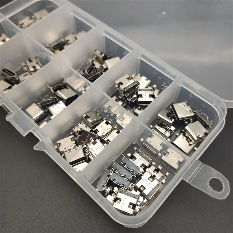 100Pcs Type C USB 3.1 Female Plug Connector Jack Solder Repair Replacement gallery
