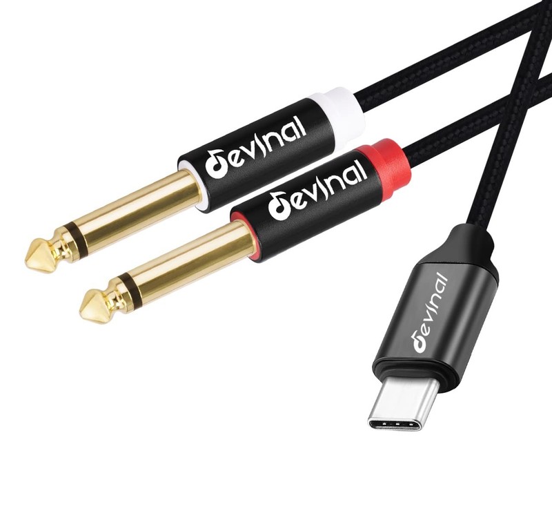 USB C to 1/4″ inch Audio Cable Type C to Dual 6.35mm TRS Stereo Aux Cord Y
