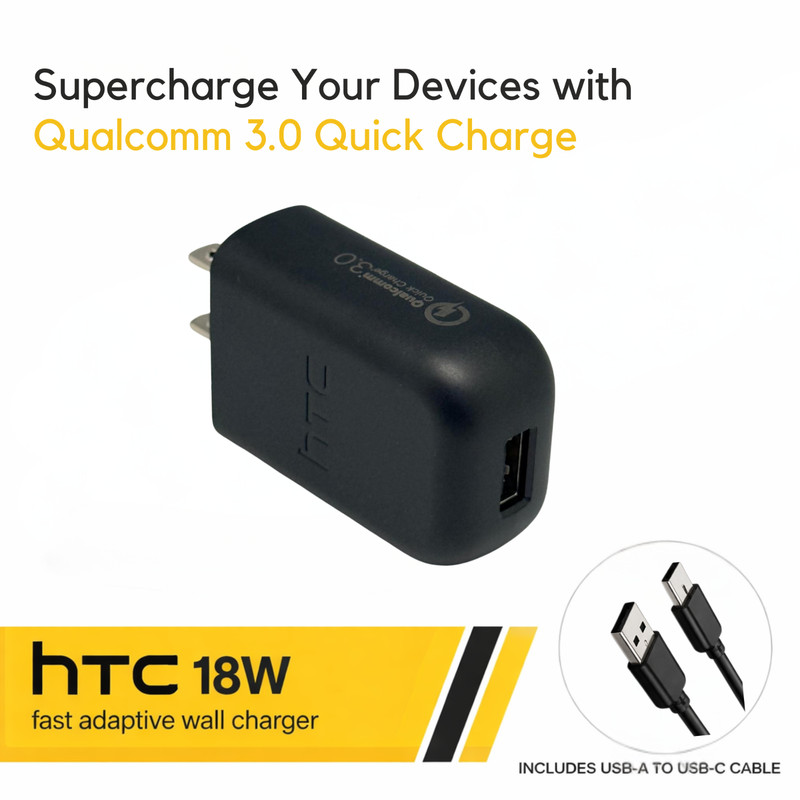 HTC 18W Fast Charger with USB Type C Cable, Adaptive Quick Charging Wall Adapter gallery
