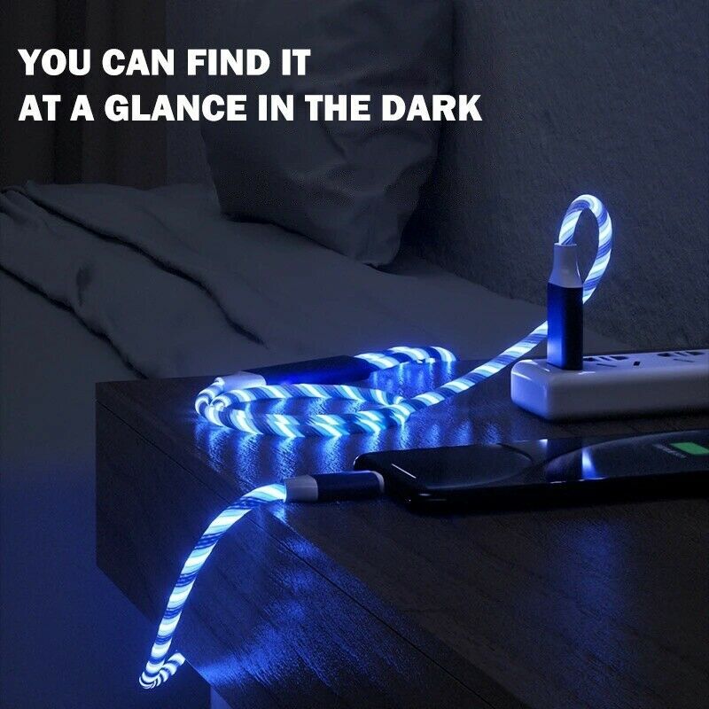 3 in 1 LED Fast Charging Cable Cell Phone Charger Cord For Type-C USB cable US gallery