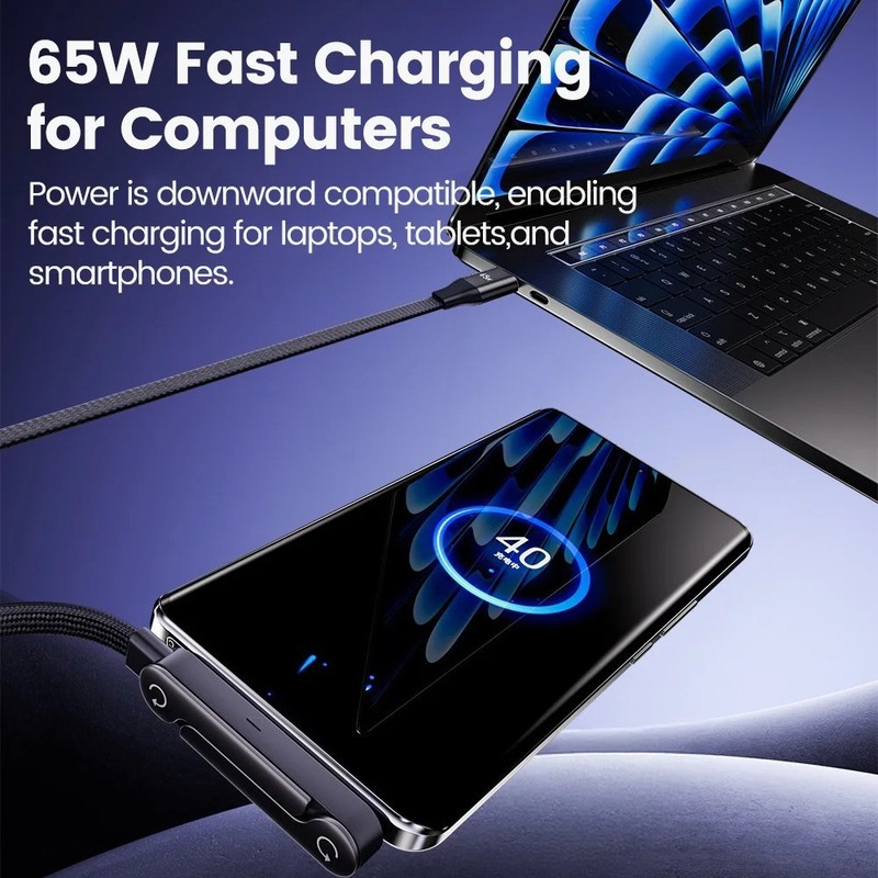 2-in-1 Invisible Holder Charger Cable–240W Fast Charging Cord with Phone Stand gallery
