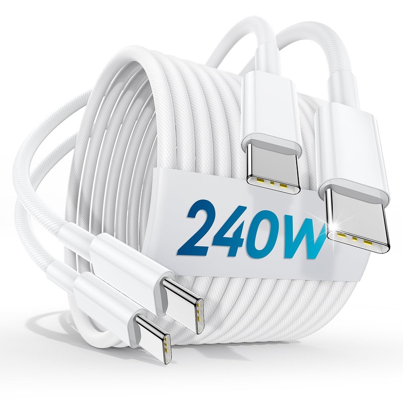 240W USB C to USB C Cable 6 FT 2Pack,USB C Cable Fast Charging Braided Cord f...