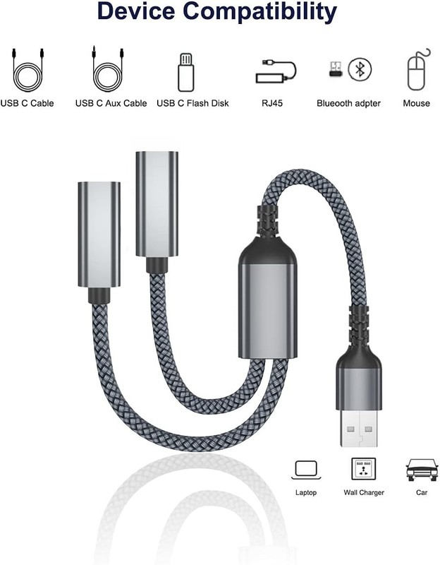 USB-C Female Splitter Adapter - Connect Two Devices with USB-A Compatibility gallery