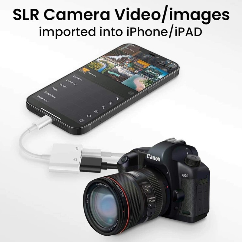 [Plug&Play] Portable USB Camera Adapter for iPhone 13 12 11 OTG w/Charging Port gallery