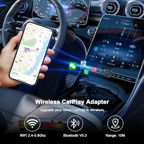 Wireless CarPlay Adapter for iPhone - Upgrade Wired to Wireless, Mini USB, Plug- gallery
