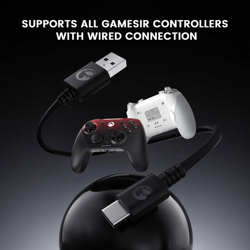 USB-A to USB-C Cable Wired Controllers - 1.8m / 5.9ft - Black gallery