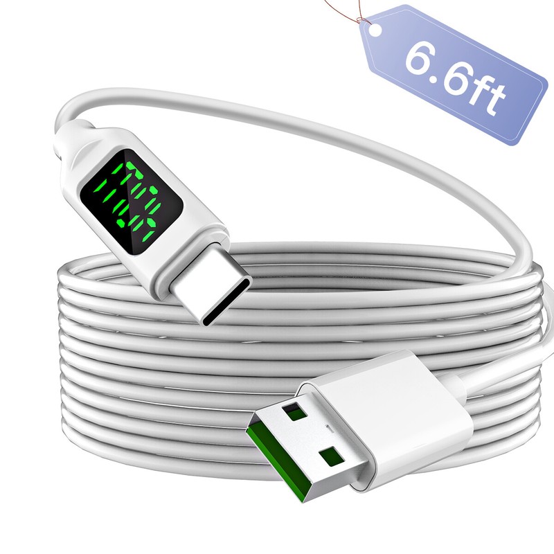 100W/5A USB-A to USB-C Charger Cord USB Type C Cable Fast Charging LCD Display