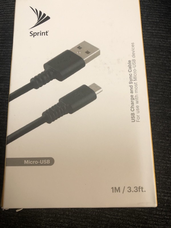 Micro USB to USB-A Charge and Sync Data Cable  1M / 3.3FT Sprint  Black
