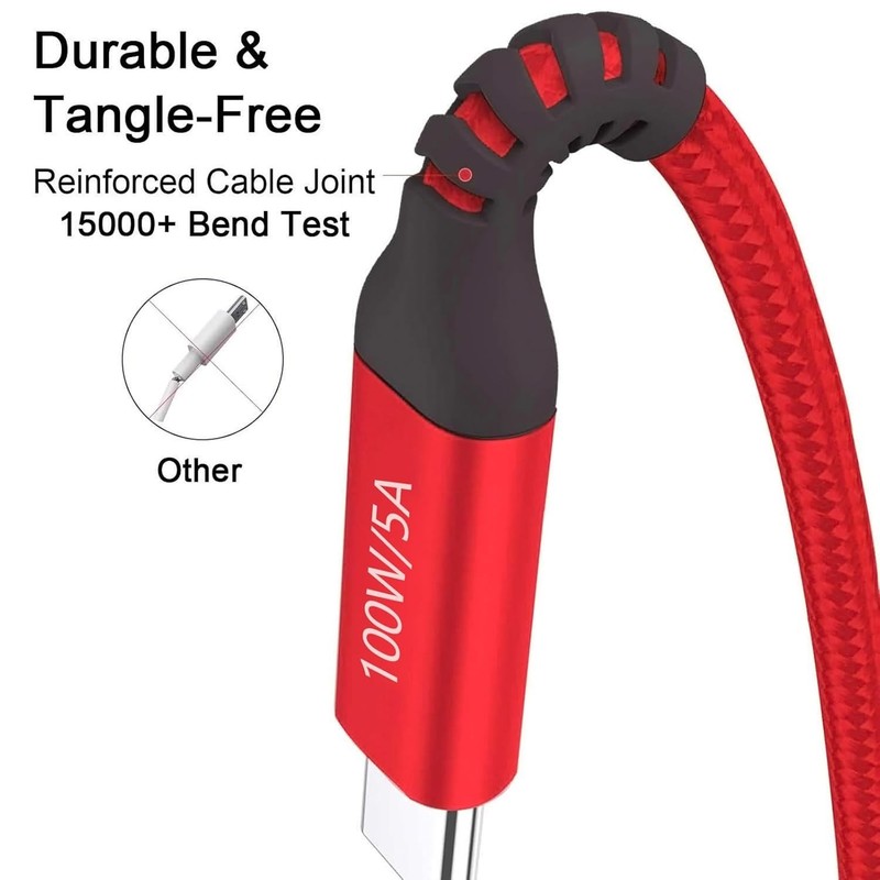 100W USB C to USB C Fast Charging Cable - 15FT Durable Length for Macs & Phones gallery