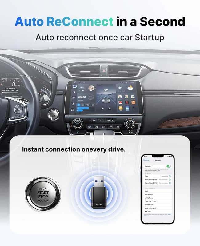 Wireless Carplay Adapter for Apple Iphone, 2026 Convert Wired to Car Play Wirele gallery
