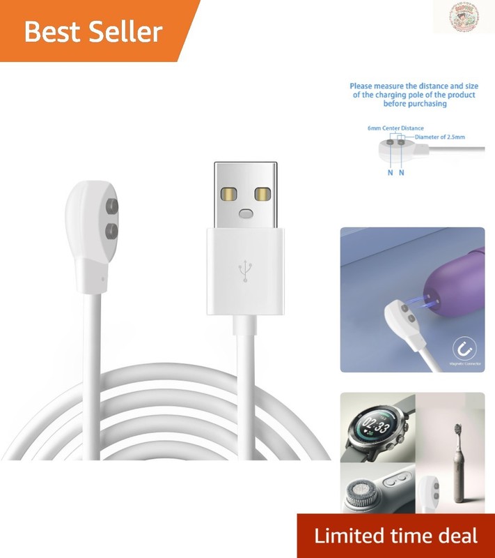 Versatile 6mm Magnetic Charger Cable – 2.7ft for Electric Toothbrushes & More