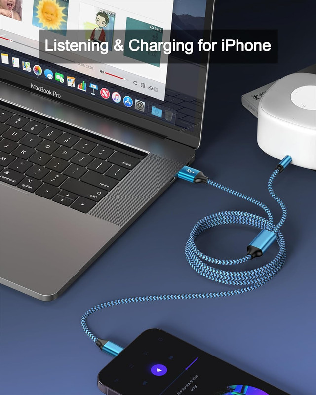 3.5mm Aux Cable with USB A 2-In-1 Charge Fit with iPhone 14 13 12 11 XS XR lot gallery