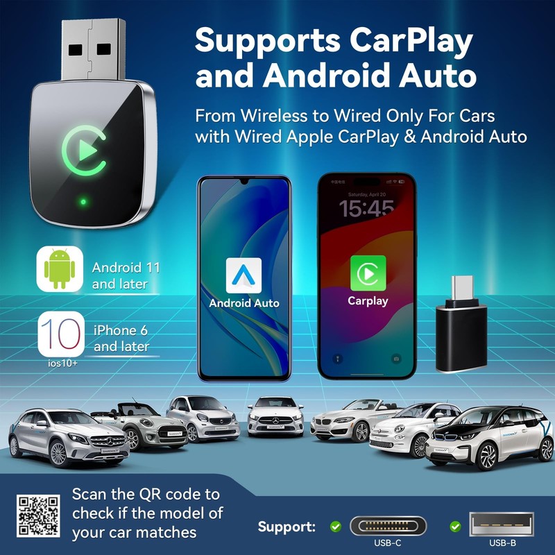 Mini Wireless CarPlay Adapter for iPhone,2 in 1 for Apple Carplay and Android... gallery