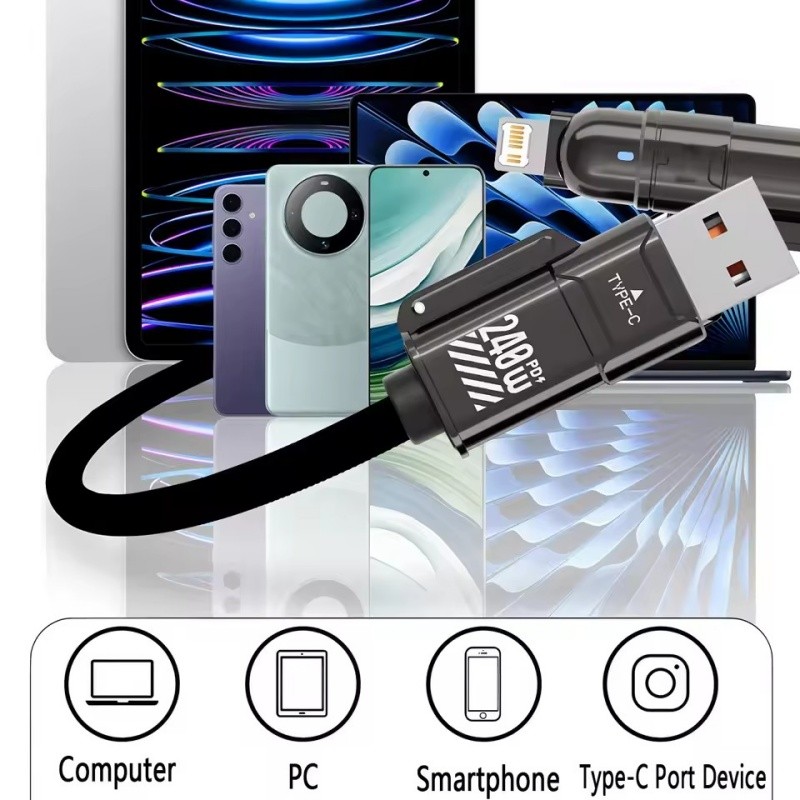 240W Fast Charging 4 in1 USB C Cable Cable Multi Charger Cord for iPhone Samsung gallery