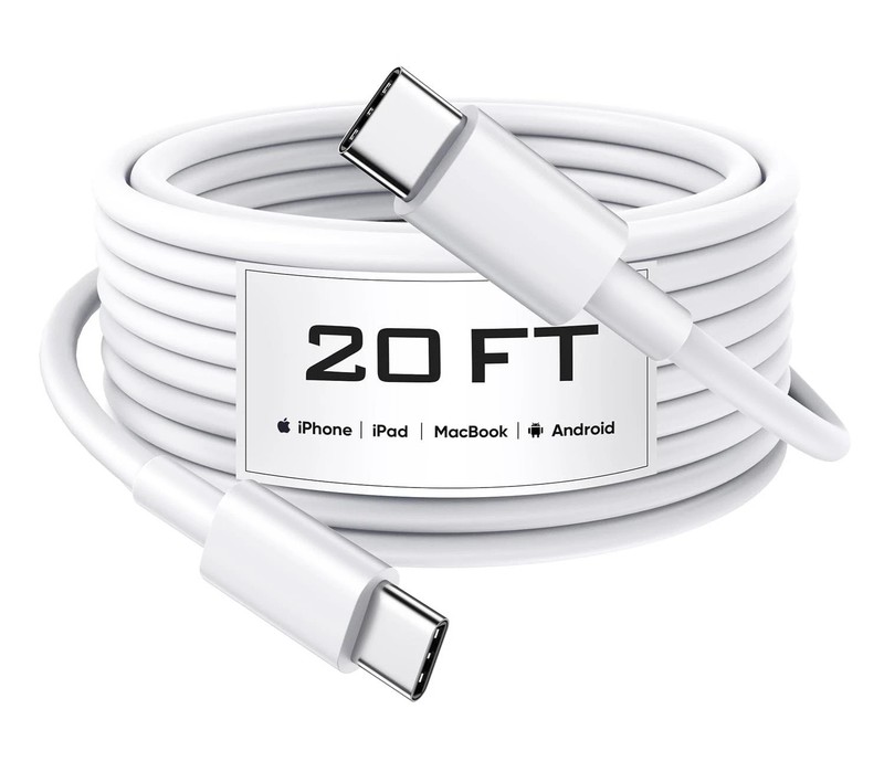 USB C to USB C Cable 20FT 60W Fast Charging Extra Long C to C Cable Premium T...