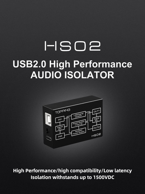 Topping HS02 USB 2.0 High Performance Audio Isolator with USB-B and Type C In... gallery