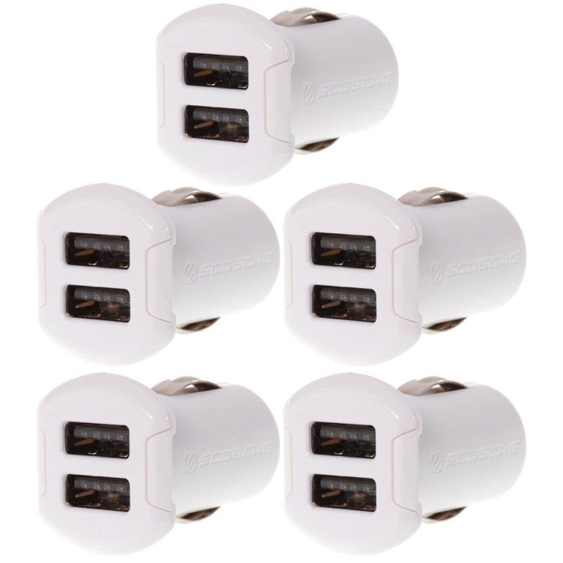Scosche Revolt 2-Port USB Charger Dual 12W Watt 5V Volt Ports White (Pack of 5)