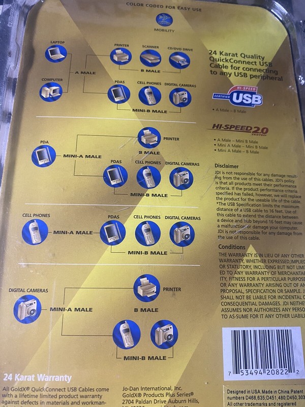 Quick Connect 24 Karat Gold USB Cable Set 4 in 1 10ft gallery