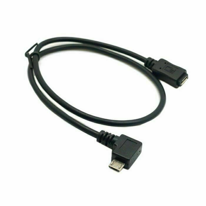 Left & Right 90 Degree Angled Micro USB 2.0 Male to Female Extension Cable 2pcs gallery