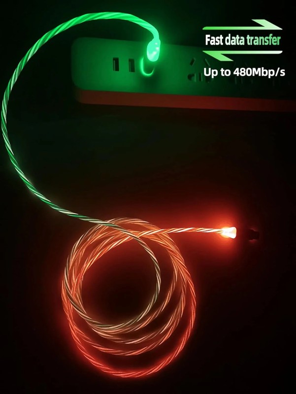 6.6ft/2m USB Cable 3A Type C Led Light Up Charging Cord 7 Colors RGB Gradual Cha gallery
