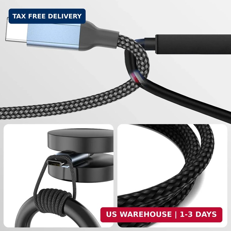 2FT USB C to USB C Cable, 3Pack 60W 2 foot USBC Cable Braided Short USB Type C C gallery