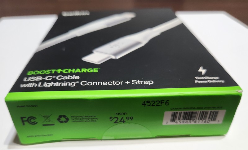 NEW White Belkin Boost Charge Braided USB-C to Lightng Cable 6.6ft/2M - CAA004 gallery
