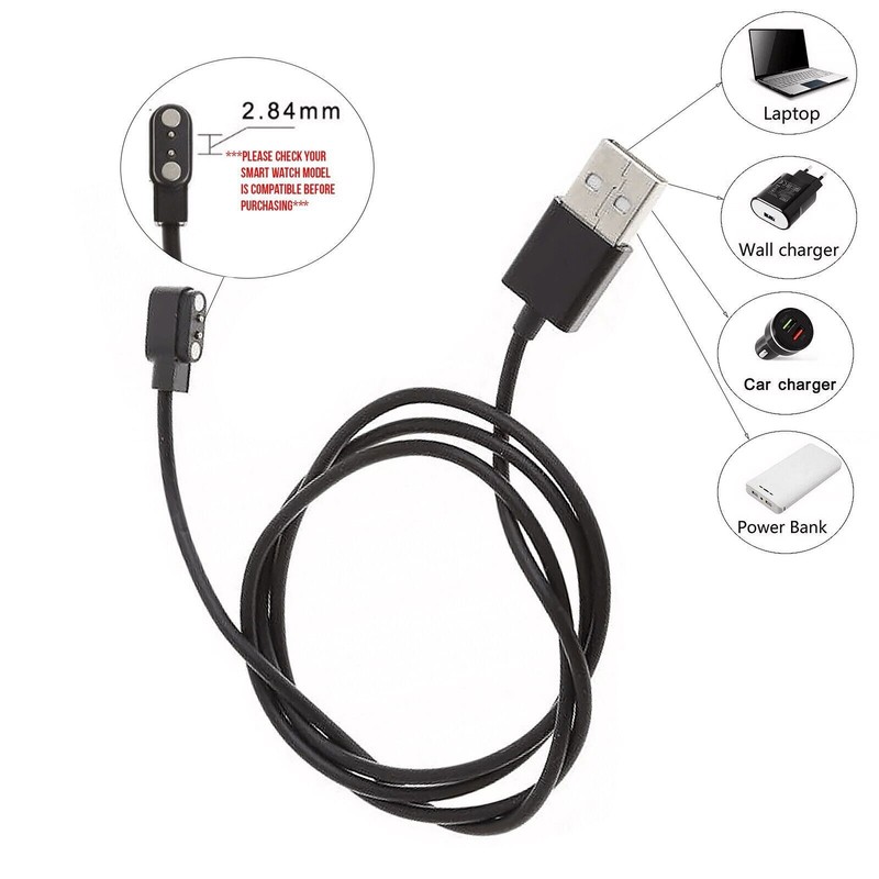 2.84mm Magnetic Charger Charging Cable 2Pin Distance For Smart Plug Watch 80cm