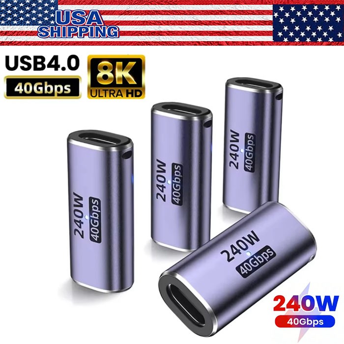 USB 4 Type C Female to Female Adapter Coupler 240W 40Gbps 8K for Thunderbolt Lot
