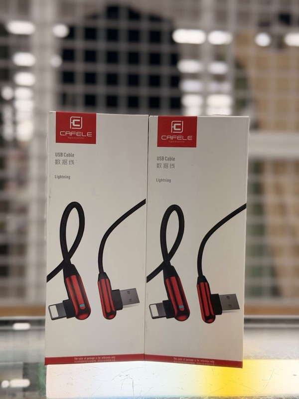 2-Pack CAFELELE Angled 8-Pin USB Cables 120cm Red Black Braided iPhone Charger