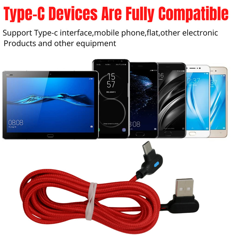 1/2/3X 6FT 90 Degree Angle Type-C Cable USB-C Fast Charger Data Cord For Samsung gallery