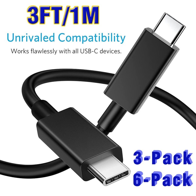 3FT/1M USB-C to USB-C Charger Cable Type C Cord Black For iPad Pro 11-inch M5/M4