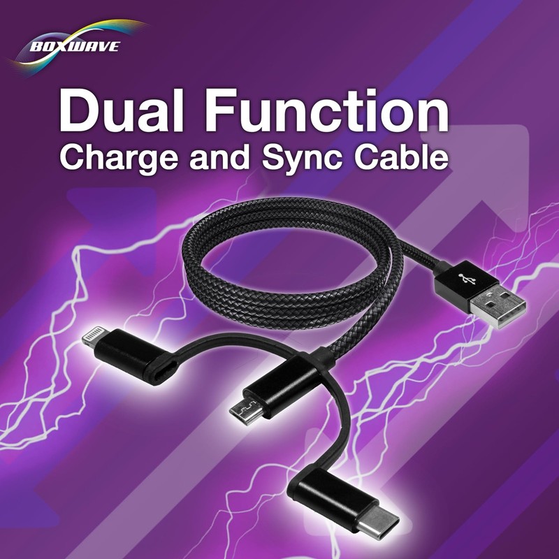 Cable Compatible with LG Tone Flex HBS-XL7 - AllCharge 3-in-1 Cable - Jet Black gallery
