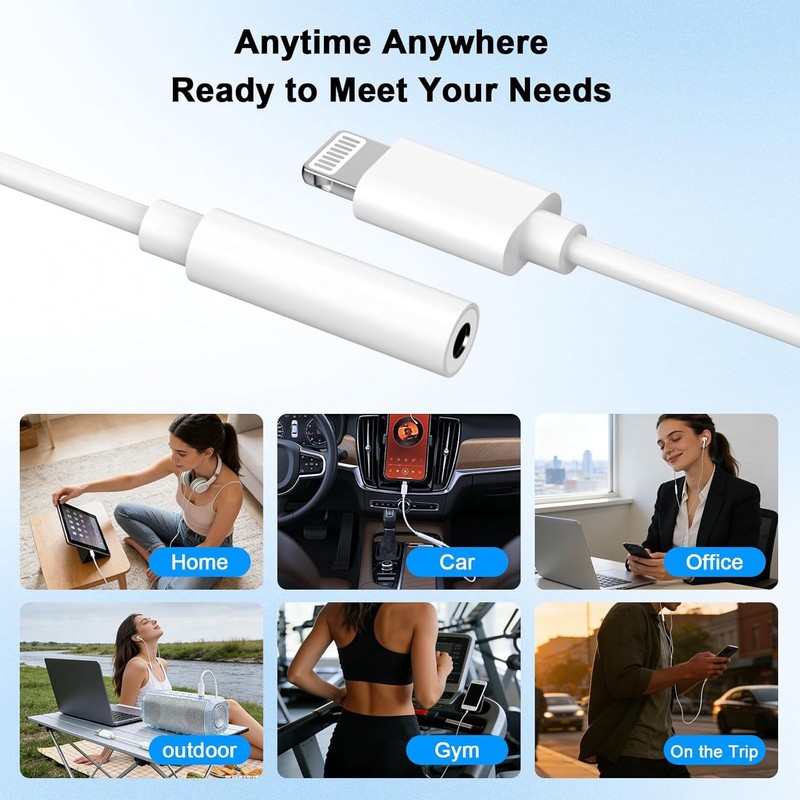 For iPhone Headphone Adapter Jack 8 Pin to 3.5mm Aux Cord Dongle Converter Lot gallery