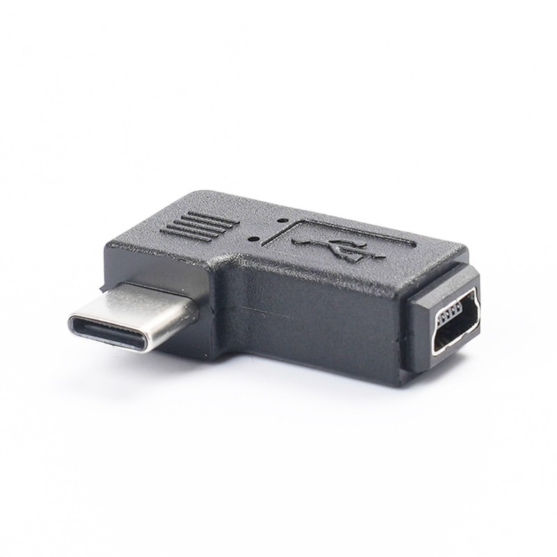 Right Angle 90 Degree Type C Male to Mini 5pin USB Female Charging Data Adapter