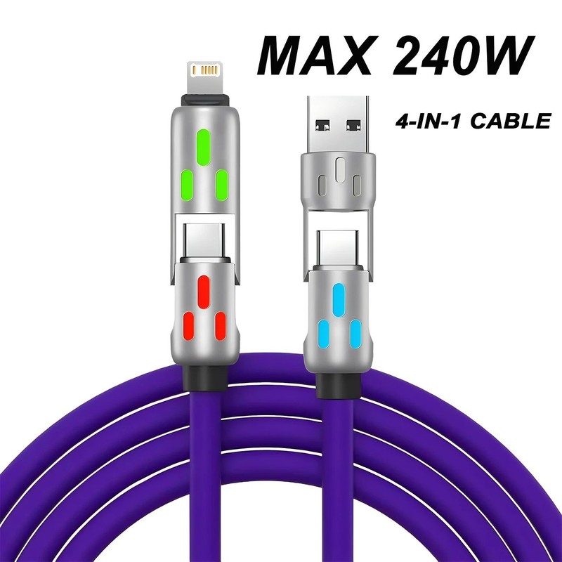 4-in-1 240W USB-C PD Charge Cable Type C to C for iPhone 16/15 Samsung Xiaomi gallery