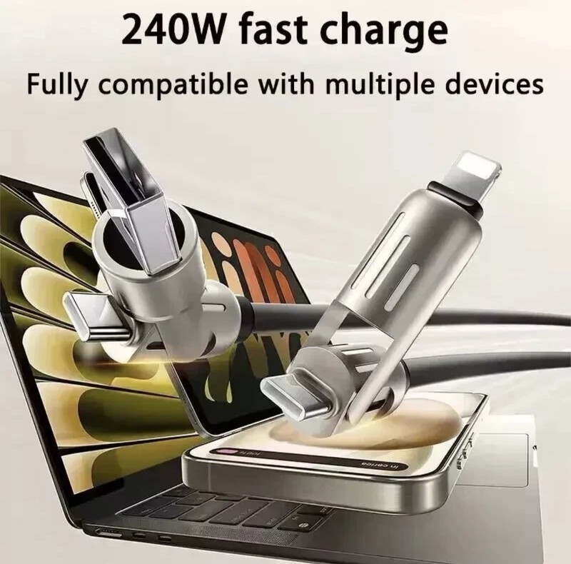 4 in 1 Multi-USB Charging Cable - MAX 240W Fast Charging/With USB A+ Type-C 6ft gallery