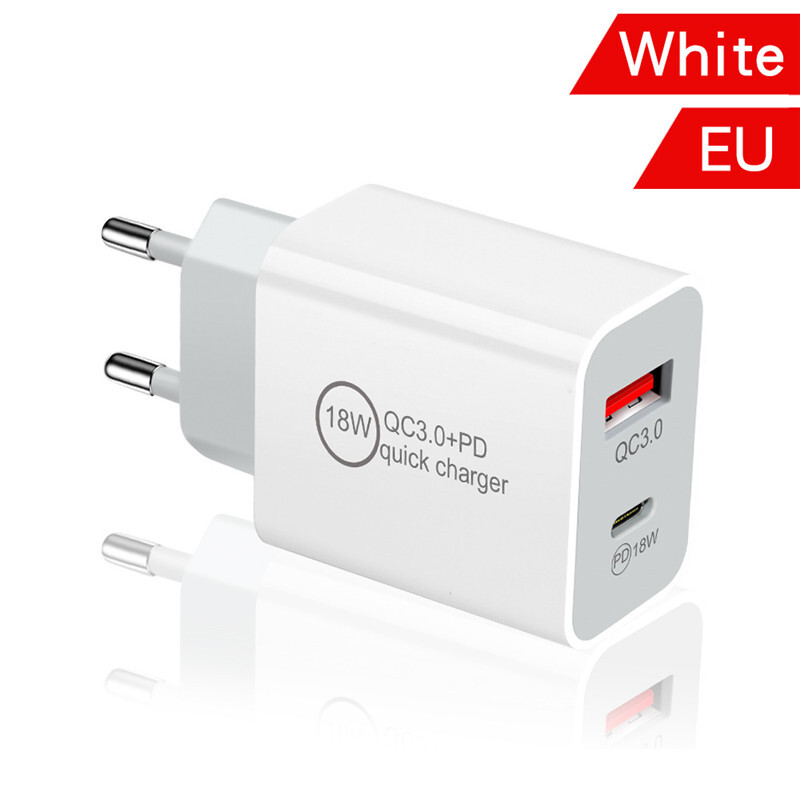Fast Charger Cable PD USB C Plug 18W+QC3 For Samsung iPhone13 12 PRO MAX 11XS