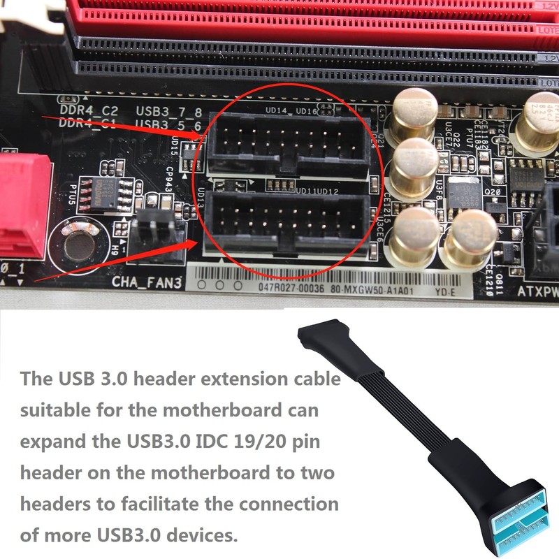 USB 3.0 Header Splitter Extension Cable,Motherboard USB 3.0 Internal hub Spli... gallery