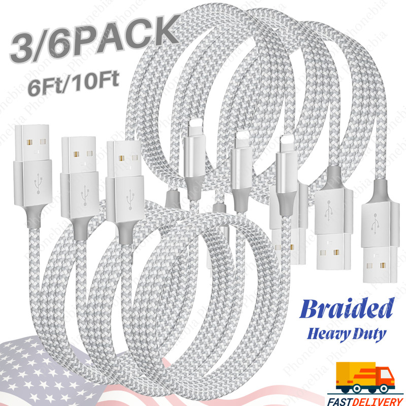 3/6X Fast USB Charger Data Cable 10Ft 6Ft For iPhone 14 11 X 8 7 6 Charging Cord