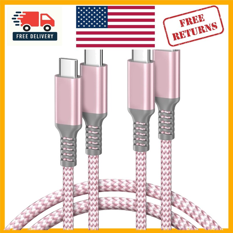 Fast Charging 100W USB C Cable – 10ft Nylon Braided, Compatible with All Devices