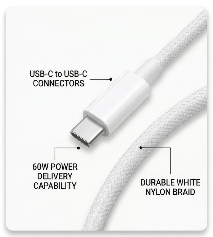 3-Pack 60W USB-C to USB-C Cable 6.6ft Fast Charger For Apple iPhone15/16/17/iPad gallery
