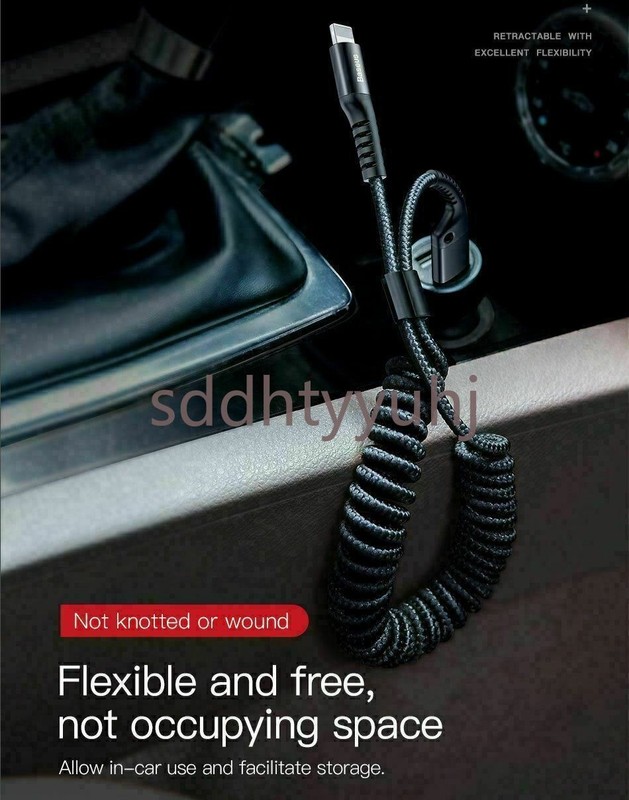 Baseus Coiled Elastic USB Data Charging Cable For iPhone14 13 12 11 Pro Xs X 8 7 gallery